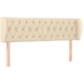 vidaXL Hoofdbord met randen 163x23x78/88 cm stof crèmekleurig