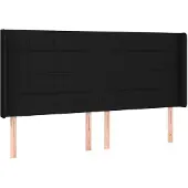vidaXL Hoofdbord met randen 183x16x118/128 cm stof zwart