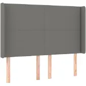 vidaXL Hoofdbord met randen 147x16x118/128 cm stof donkergrijs