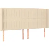 vidaXL Hoofdbord met randen 203x16x118/128 cm stof crèmekleurig