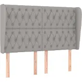 vidaXL Hoofdbord met randen 163x23x118/128 cm stof lichtgrijs