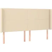 vidaXL Hoofdbord met randen 183x16x118/128 cm stof crèmekleurig