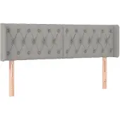 vidaXL Hoofdbord met randen 163x16x78/88 cm stof lichtgrijs