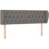 vidaXL Hoofdbord met randen 163x23x78/88 cm stof donkergrijs