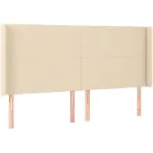 vidaXL Hoofdbord met randen 163x16x118/128 cm stof crèmekleurig