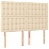 vidaXL Hoofdbord crème 144x5x118/128 cm stof