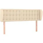 vidaXL Hoofdbord met randen 147x23x78/88 cm stof crèmekleurig