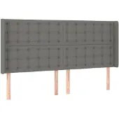 vidaXL Hoofdbord met randen 203x16x118/128 cm stof donkergrijs