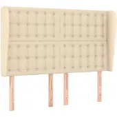 vidaXL Hoofdbord met randen 147x23x118/128 cm stof crèmekleurig