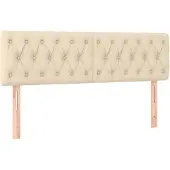 vidaXL Hoofdborden 144x7x78/88 cm stof crèmekleurig