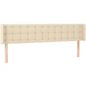 vidaXL Hoofdbord met randen 183x16x78/88 cm stof crèmekleurig