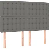 vidaXL Hoofdbord donkergrijs 144x5x118/128 cm Stof