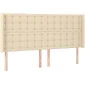 vidaXL Hoofdbord met randen 203x16x118/128 cm stof crèmekleurig