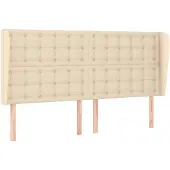 vidaXL Hoofdbord met randen 203x23x118/128 cm stof crèmekleurig