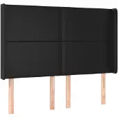 vidaXL Hoofdbord met randen 147x16x118/128 cm kunstleer zwart