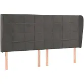 vidaXL Hoofdbord met randen 203x23x118/128 cm fluweel donkergrijs