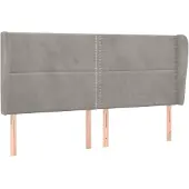 vidaXL Hoofdbord met randen 203x23x118/128 cm fluweel lichtgrijs
