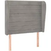 vidaXL Hoofdbord met randen 93x23x118/128 cm fluweel lichtgrijs