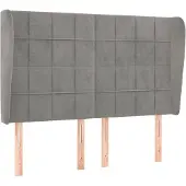 vidaXL Hoofdbord met randen 147x23x118/128 cm fluweel lichtgrijs