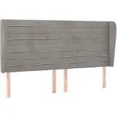 vidaXL Hoofdbord met randen 183x23x118/128 cm fluweel lichtgrijs