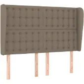 vidaXL Hoofdbord met randen 147x23x118/128 cm stof taupe