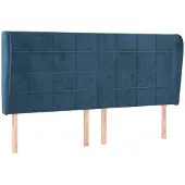 vidaXL Hoofdbord met randen 163x23x118/128 cm fluweel donkerblauw