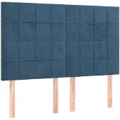vidaXL Hoofdbord donkerblauw 144x5x118/128 cm fluweel