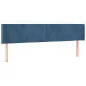 vidaXL Hoofdbord met randen 203x16x78/88 cm fluweel donkerblauw