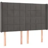 vidaXL Hoofdbord met randen 147x16x118/128 cm fluweel donkergrijs