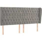 vidaXL Hoofdbord met randen 203x23x118/128 cm fluweel lichtgrijs