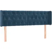 vidaXL Hoofdbord met randen 163x16x78/88 cm fluweel donkerblauw