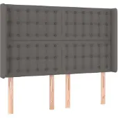 vidaXL Hoofdbord met randen 147x16x118/128 cm kunstleer grijs