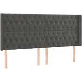 vidaXL Hoofdbord met randen 203x16x118/128 cm fluweel donkergrijs