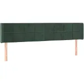 vidaXL Hoofdbord met randen 163x16x78/88 cm fluweel donkergroen