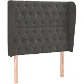 vidaXL Hoofdbord met randen 103x23x118/128 cm fluweel donkergrijs