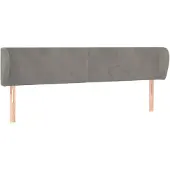 vidaXL Hoofdbord met randen 163x23x78/88 cm fluweel lichtgrijs