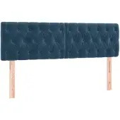 vidaXL Hoofdborden 144x7x78/88 cm fluweel donkerblauw