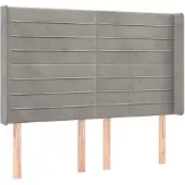 vidaXL Hoofdbord met randen 147x16x118/128 cm fluweel lichtgrijs