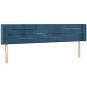 vidaXL Hoofdbord met randen 163x16x78/88 cm fluweel donkerblauw