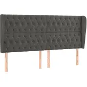 vidaXL Hoofdbord met randen 183x23x118/128 cm fluweel donkergrijs