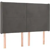 vidaXL Hoofdbord met randen 147x16x118/128 cm fluweel donkergrijs