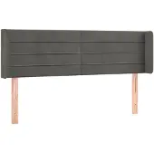 vidaXL Hoofdbord met randen 147x16x78/88 cm fluweel donkergrijs