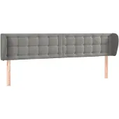 vidaXL Hoofdbord met randen 163x23x78/88 cm fluweel lichtgrijs