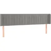 vidaXL Hoofdbord met randen 183x16x78/88 cm fluweel lichtgrijs