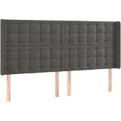 vidaXL Hoofdbord met randen 163x16x118/128 cm fluweel donkergrijs