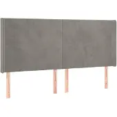 vidaXL Hoofdbord met randen 183x16x118/128 cm fluweel lichtgrijs