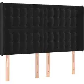 vidaXL Hoofdbord met randen 147x16x118/128 cm fluweel zwart
