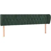vidaXL Hoofdbord met randen 203x23x78/88 cm fluweel donkergroen