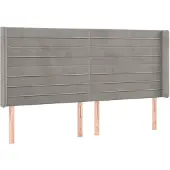vidaXL Hoofdbord met randen 203x16x118/128 cm fluweel lichtgrijs