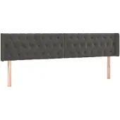 vidaXL Hoofdbord met randen 203x16x78/88 cm fluweel donkergrijs